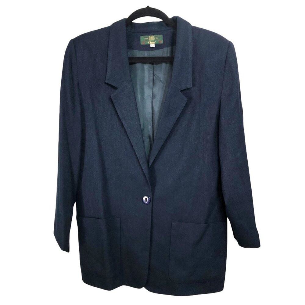 EUC Vintage Orvis navy blue single button blazer Size 12